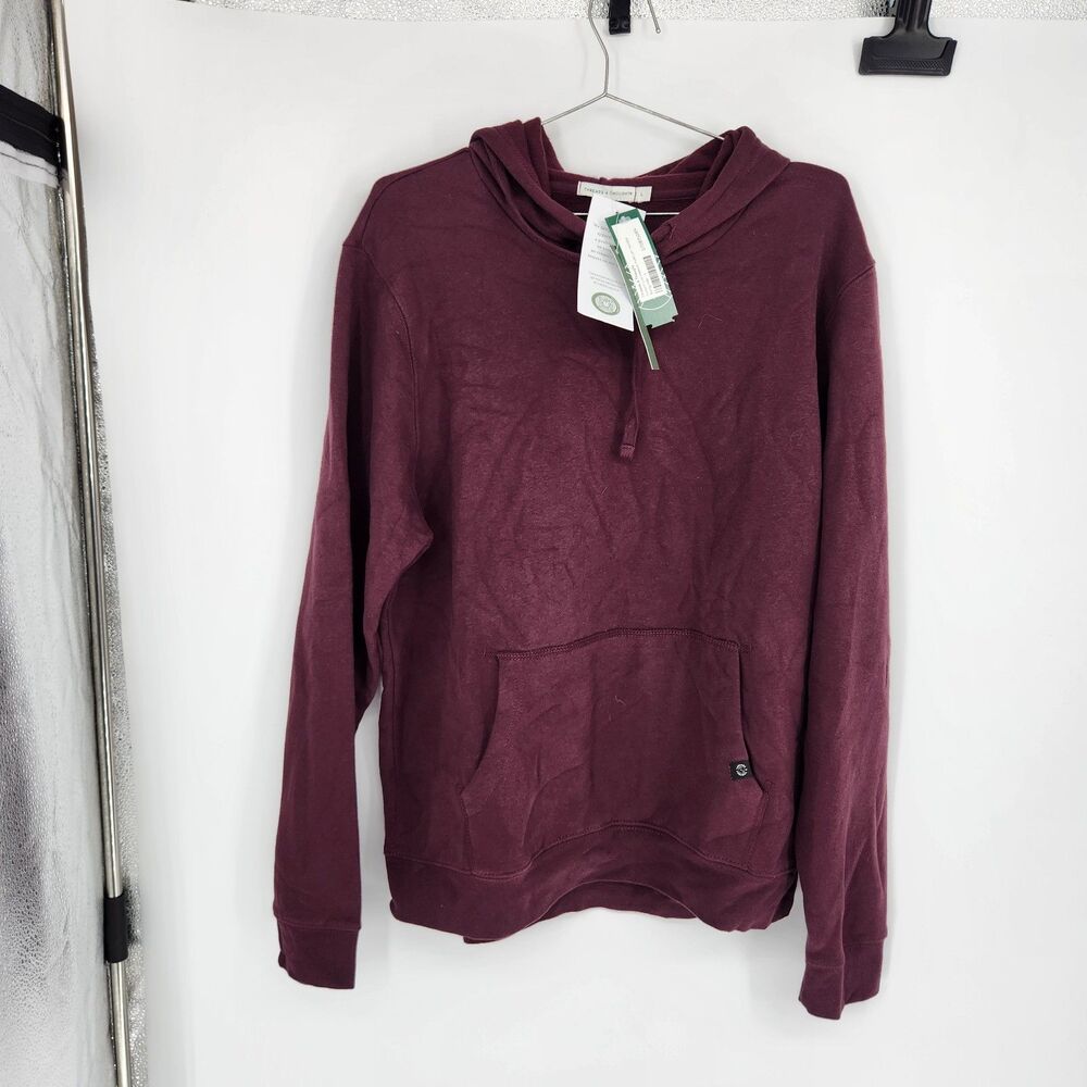 Threads 4 Thought Men's Burgundy Large Sutton Eco Fleece‎ Pullover Hoodie NWT